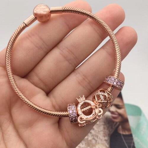 High Quality 1:1 100%925 Sterling Silver Rose Crown Clasp Pandora Bracelet Free Shipping