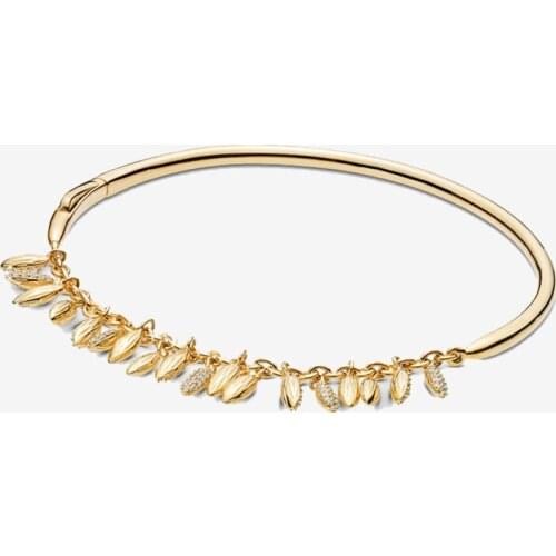 100% 925 Sterling Silver Pan Bracelet Rose Gold Elegant Wheat Bracelet Fit European Charm Bracelets Women Jewelry