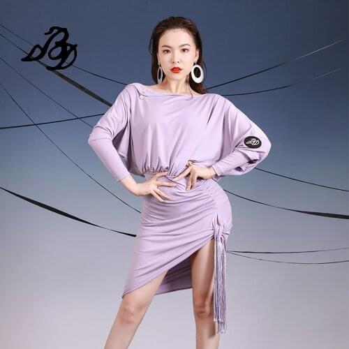 Harness Fashion Latin Dance Skirt Dress Long Sleeve Dance Costume Practice Clothes Suit New Adult Fringed Wear Gymnastics BD01