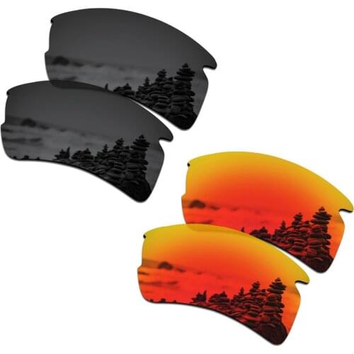 SmartVLT 2 Pairs Polarized Sunglasses Replacement Lenses for Oakley Flak 2.0 XL Stealth Black and Fire Red