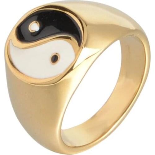 2021 New Retro Vintage High Polish Stainless Steel Ringen Tai Chi Finger Ring Yin Yang Spinner Punk Biker Mens Ring