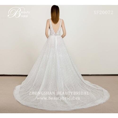 2021Wedding Dresses Court Train Lace Applique Crystal Beading Bride Dress Gowns Vestidos De Novia XF20072