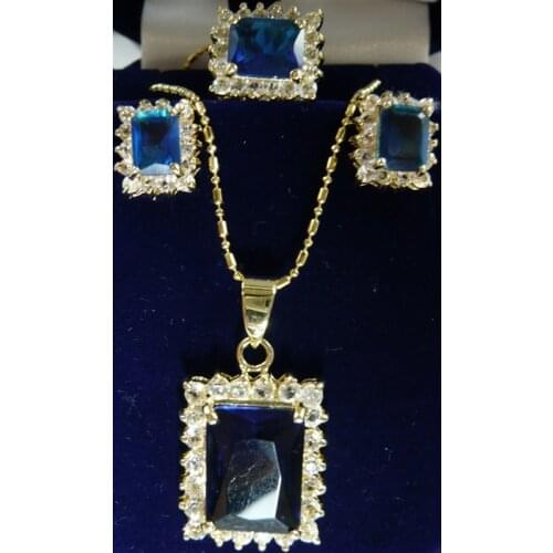 4 choices wholesale noble blue/pink/red/purple crystal perfect match design earrings necklace ring(7.8.9) jewelry set