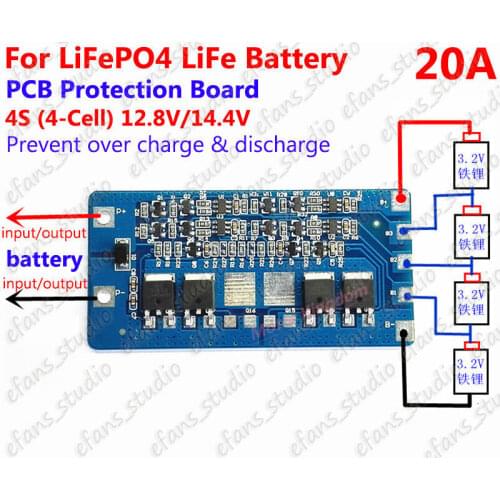 4S 12.8V 14.4V 20A LiFePo4 LiFe Battery Packs BMS Protection PCB Circuit Board