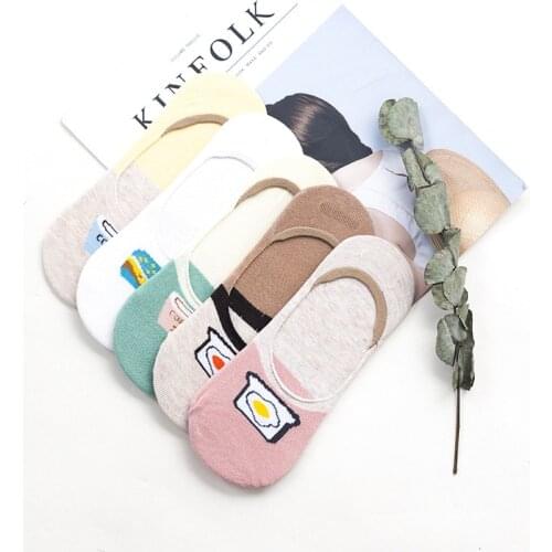 5Pairs/lot Harajuku Women Socks Set Funny Kawaii Animals Cute Happy Invisible Cotton Sock Autumn Socks Slippers 35-40