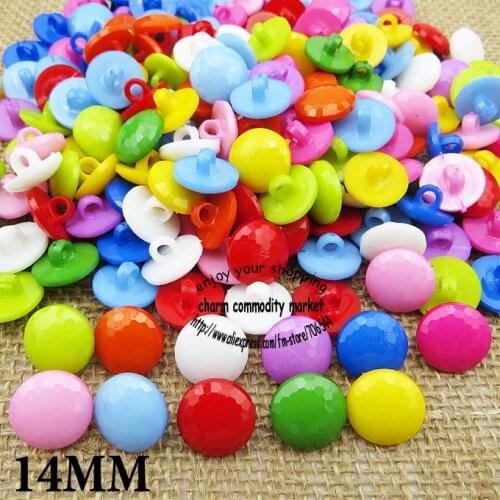 100PCS 14MM round shape colors Dyed Plastic cartoons buttons coat boots sewing clothes accessories P-077
