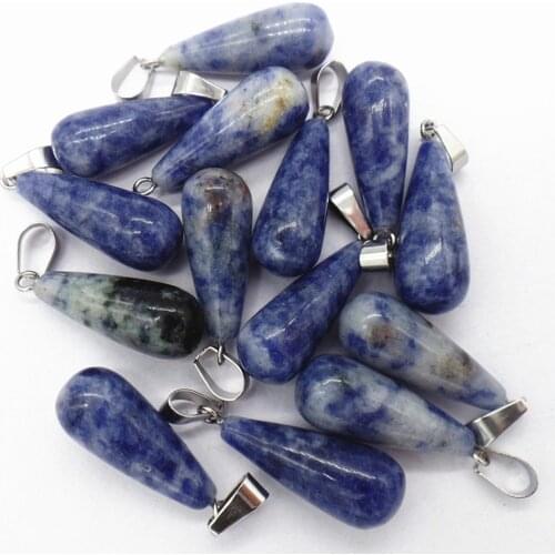 50Pcs 25x10mm Wholesale Natural Blue Sodalite Teardrop Pendant Bead DIY Earrings Handmade Jewelry Accessories S670