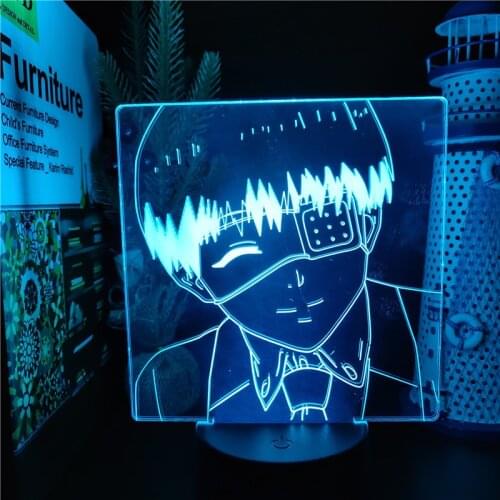 Anime 3d Lamp Tokyo Ghoul Ken Kaneki Acrylic Led Night Light Color Changing Light Bedroom Decor Nightlight Cool Birthday Gifts