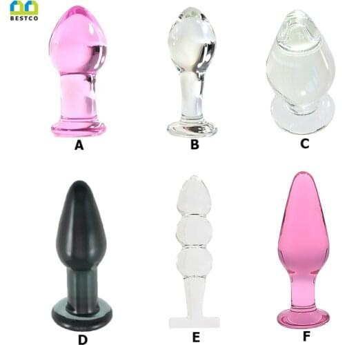 Bestco 18+ Glass Dildos Crystal Anal Plug Masturbation Butt Message Penis Sex Toys G-Spot Orgasm Stick Tune For Women Couples