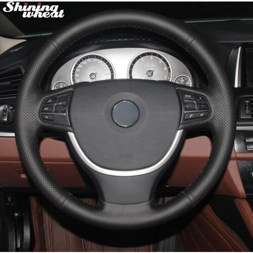 Shining wheat Black Artificial Leather Car Steering Wheel Cover for BMW F10 F07 (GT) 2009-2017 F11
