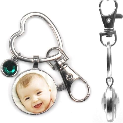 Personalizeds Custom Keychain Lobster Buckle Photo Dad Baby Children Parents Custom Designed Gift Family Crystal Anniversary
