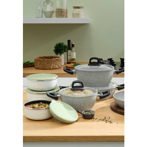 One And All Lav Gray 13 Pieces Granite Cookware Set