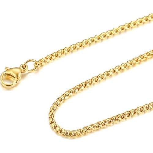 Basic 2mm Stainless Steel Box Chain Necklaces for Women Men Gold Color Choker Collar