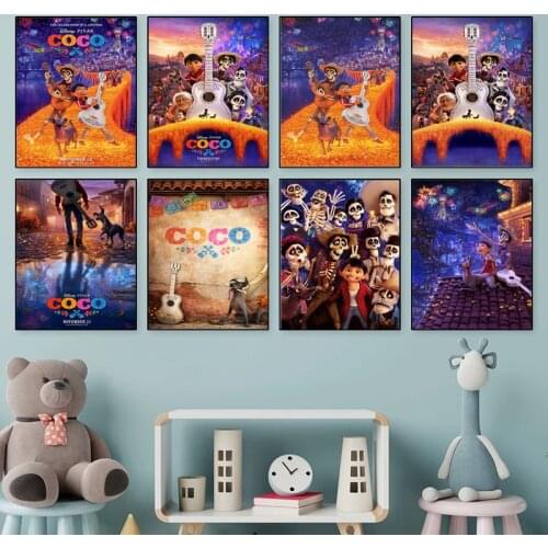 Disney Classic Movie Coco Canvas Painting Prints and Posters Wall Art Picture for Kids Room Decor Kids Home Decoration Gift