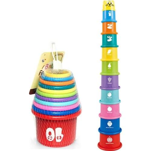 Baby Stacking Cup Funny Toy Early Educational Intelligence Toy Stacking Building Blocks Rainbow Color For Kids Bath Toy Dropship