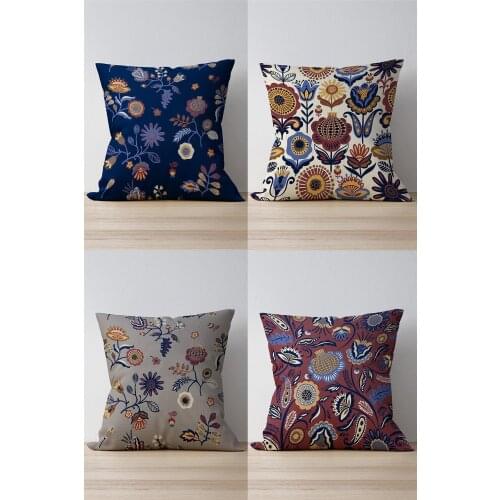 Double Side Printed Traditional Patterned 4'Lü Suede Pillow Decorate Case Good Quality Stylish Home Garden Room Kitchen Gift Convenient Decorative Modern