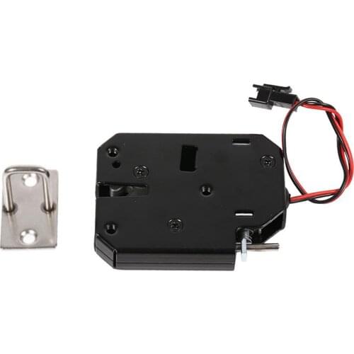 DC 12V 2A Electromagnetic Electric Control Cabinet Drawer Lockers Lock Latch Carbon Steel Black