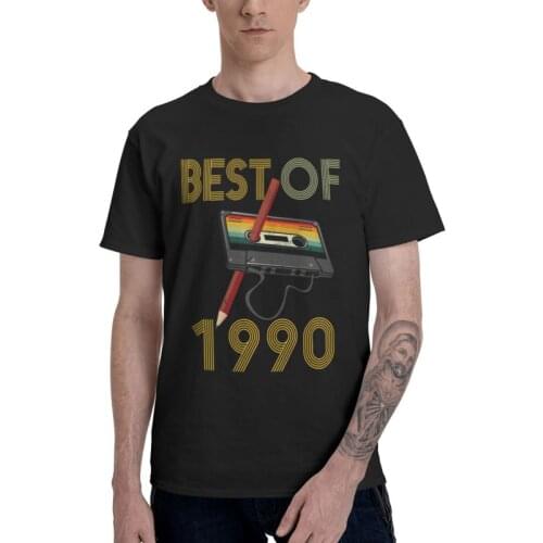 Vintage Best Of 1990 T Shirts Men Short Sleeve 100% Cotton T-shirts 31th Birthday Cassette Tape Tee Tops Harajuku Tshirt Gift