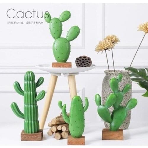 Resin Cactus Potted Plant Cute Fake Cactu Nordic Home Garden Decor Succulent Plants for Farmhouse Office Desktop Home Decoration