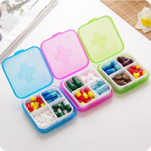 4 Slots Container Pill Box Portable Pill Cases Travel Dispen Storage Container Medicine Colorful Drug Dispenser Packing Containe