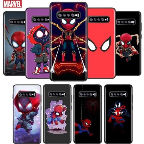 Marvel Anime Spiderman Shockproof Cover for Samsung Galaxy S21 S20 FE Ultra Lite S10 5G S10E S9 S8 Plus Black Phone Case
