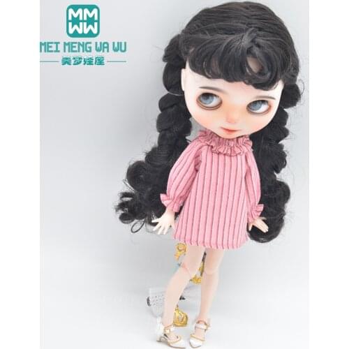 Fits Blyth Azone OB23 OB24 1/6 doll accessories Fashion Fashion striped dress, denim jacket Girls gift