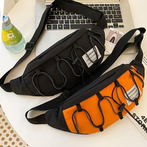 Fashion Casual Waist Bags For Women Canvas Chest Bags Drawstring Design Zipper Phone Fanny Pack Unisex Chest Packs