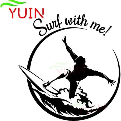 Surfer Surfing Wave Limit Sticker Car Window Decoration Personality PVC Waterproof Sunscreen Decal Black/White/Red/Laser/Silver
