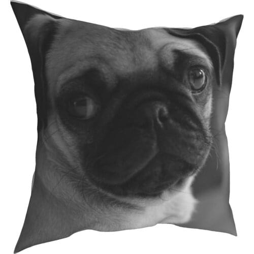 Small Pet Pug Dog Pillowcase Printing Polyester Cushion Cover Gift Throw Pillow Case Cover Sofa Square 45X45cm