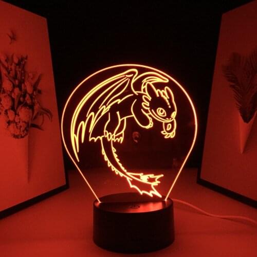 How to Train Your Dragon Anime Night Evil 3D Night Light Lamp Illusion Touch Nightlight LED For Bedroom Decor Table Lamp