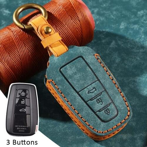 New Leather Car Key Case For Toyota CHR C-HR Camry 2018 2019 RAV4 Smart Keyless Remote Fob Cover Keychain Protector Keys Bag