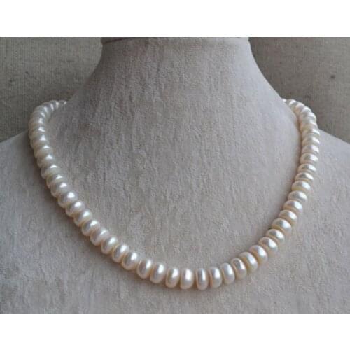 New Favorite Pearl Choker Necklace White Flat 9-10mm Genuine Freshwater Pearl Handmade Jewelry Birthday Party Nice Lady Gift
