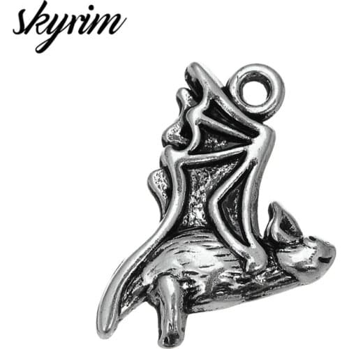 Skyrim 10Pcs Cold Blooded Animal Flying Bat Charms Antique Silver Plated Pendants For Necklaces & Bracelet Making DIY Jewelry