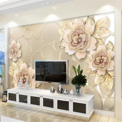 Custom wallpaper 3d murals golden diamond flower glass jewelry background wall painting papel de parede restaurant 3d wallpaper
