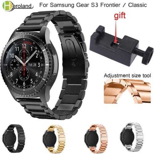 22mm stainless steel watchstrap For Samsung Gear S3 Classic Frontier Metal Watchbands For Huami Amazfit Stratos 2/2S strap +tool