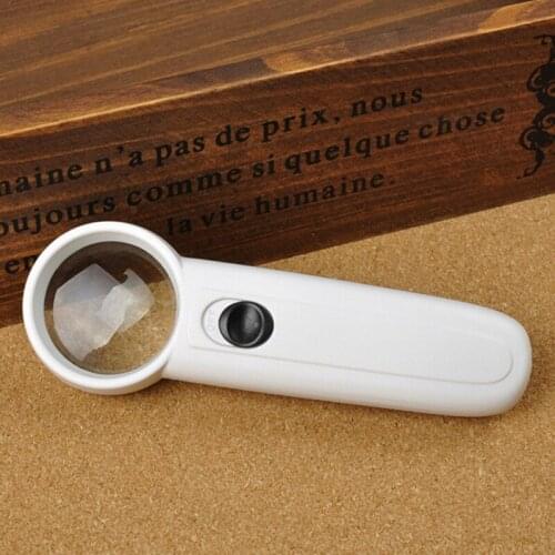 5X37MM ABS Plastic Handhold LED Illuminated Magnifier with 2 LED Lamps Handle Reading Glass for Reading Aid Portable Loupe