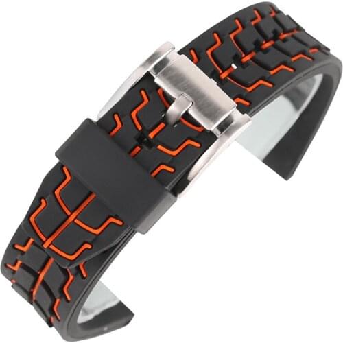 Shelhard Silicone Dual Color Watch Band Straps 20mm 22mm 24mm Waterproof Universal Watchband Strap Wrist Belt Bracelet