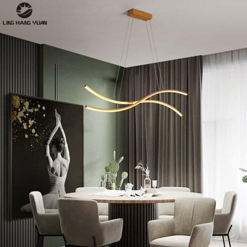 Modern Led Pendant Light Luminaires Home Pendant Lamp Gold frame for Living room Dining room Kitchen Bedroom 120cm 100cm 80cm