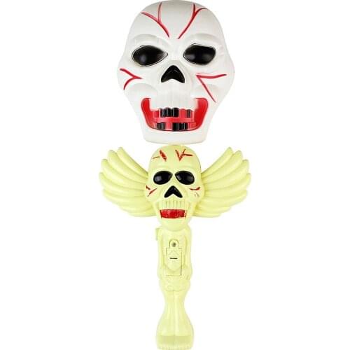 Glowing Skull Ghost Magic Wand Shake Stick with LED Light Ghost Yelling Sound for Halloween Party Decoration Children Playing