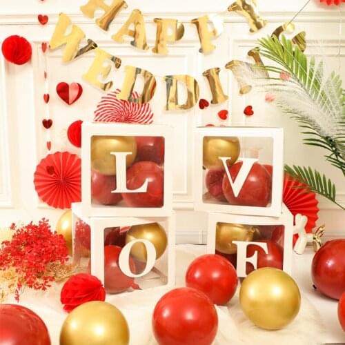 Baby Shower Letter Balloon Box First 1st Birthday Party Wedding Decors Anniversaire Bride-to-be Party Transparent Globos Box