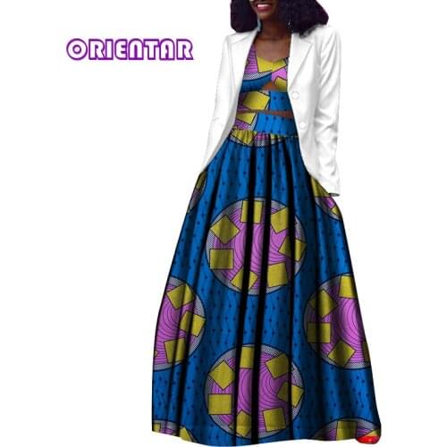 3 Pieces Set African Clothes for Women African Print Clothing Skirt + Tops + Coat Party African Skirts Set Private Custom WY8861