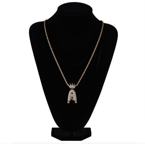 1pc Custom A-Z Initial Bubble Letter Name Crown Drip Letters Pendant Necklaces Men Women Gold Silver Color HipHop Jewelry Gifts