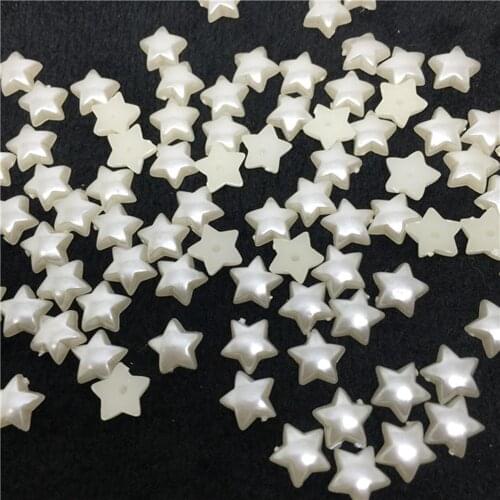 100pcs 10mm Star Ivory Pearls Flatbacks Embellishments DIY Phone Nail Decorations Scrapbooking Crafts Cardmaking