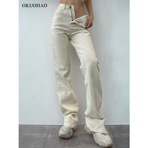 2021 Flared Jeans Women High Waist Mom Jeans Denim Trousers Female Streetwear White Vintage Clothes Boot Cut Wide Oversize Pants