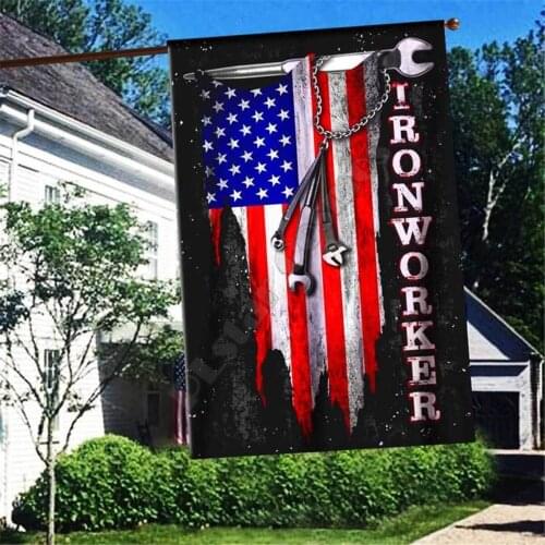 Ironworker Flag 3D Full Printing Thermal Transfer Garden Flags Hanging House Decoration Double-sided Printing 02