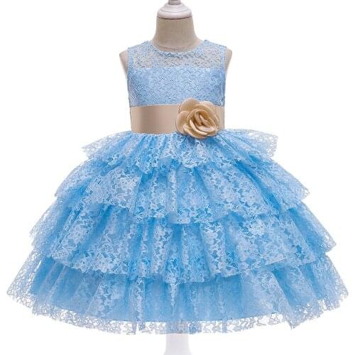 4-10Year Toddler Kids Tutu Dress Ball Gown Party Princess Dresses Bridesmaid Flower Girl Clothes with Satin Sash