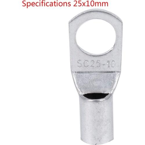 6Pcs Copper Tube 25Mm X 10Mm Lug Battery Starter Cable Welding Crimp Terminal Ring Electrical Crimp Connector