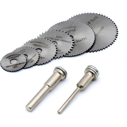 6Pcs HSS Saw Blades Rotary Tool Circular Saw Blade Set Mandrel Shank For Drill Rotary Tools