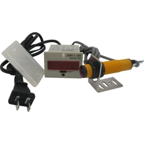 110-220VAC LED Auto Display Digital Counter 0-999999 6 Digits + Photoelectric Sensor Distance 2m NPN NO + Reflector + Holder