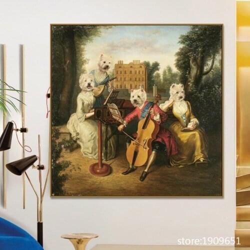 No frame abstract cartoon dog cello music canvas printings oil painting printed on cotton home wall art decoration pictures